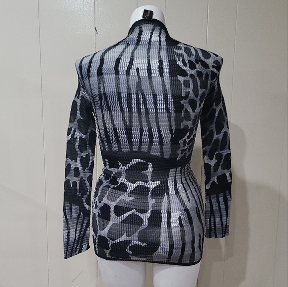 Vintage Amber Animal Print Mock Neck Top Long Sleeve Blouse One Size - Picture 3 of 9